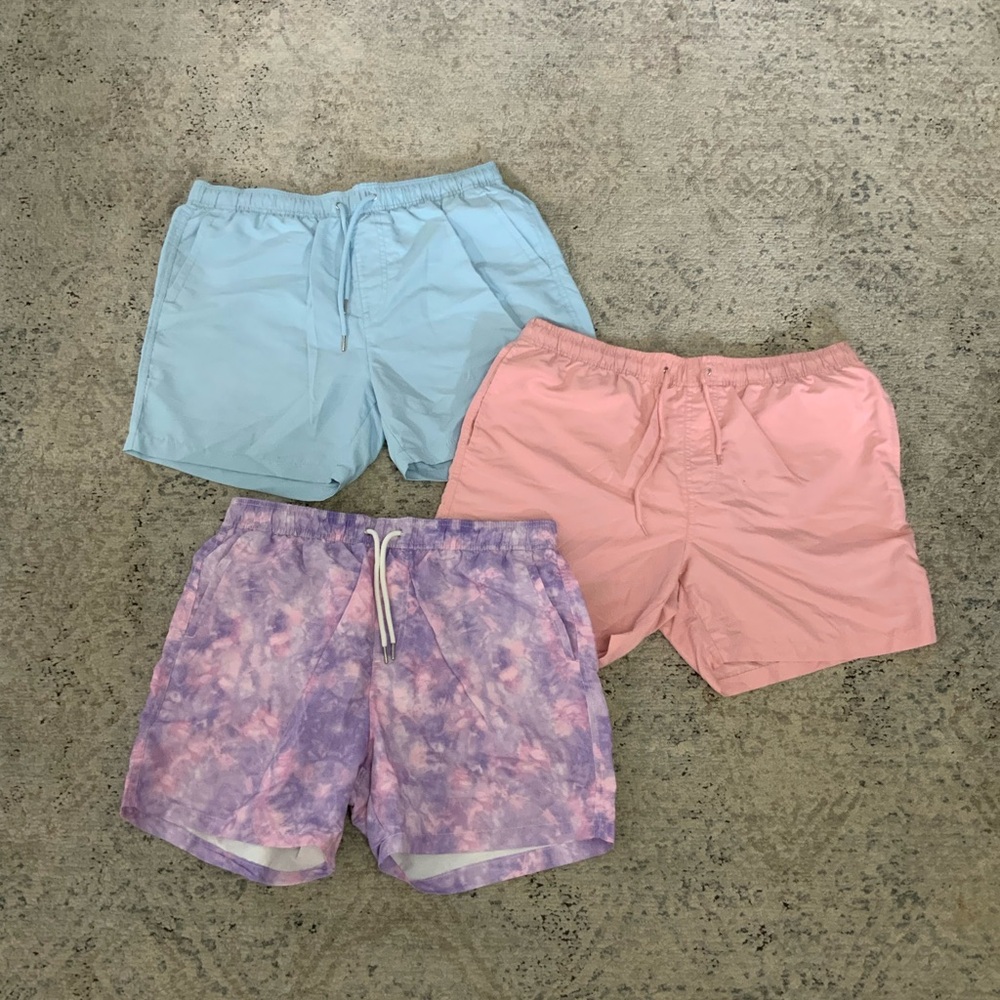 Forever 21 Pink, Blue, and Purple Swim Shorts Set